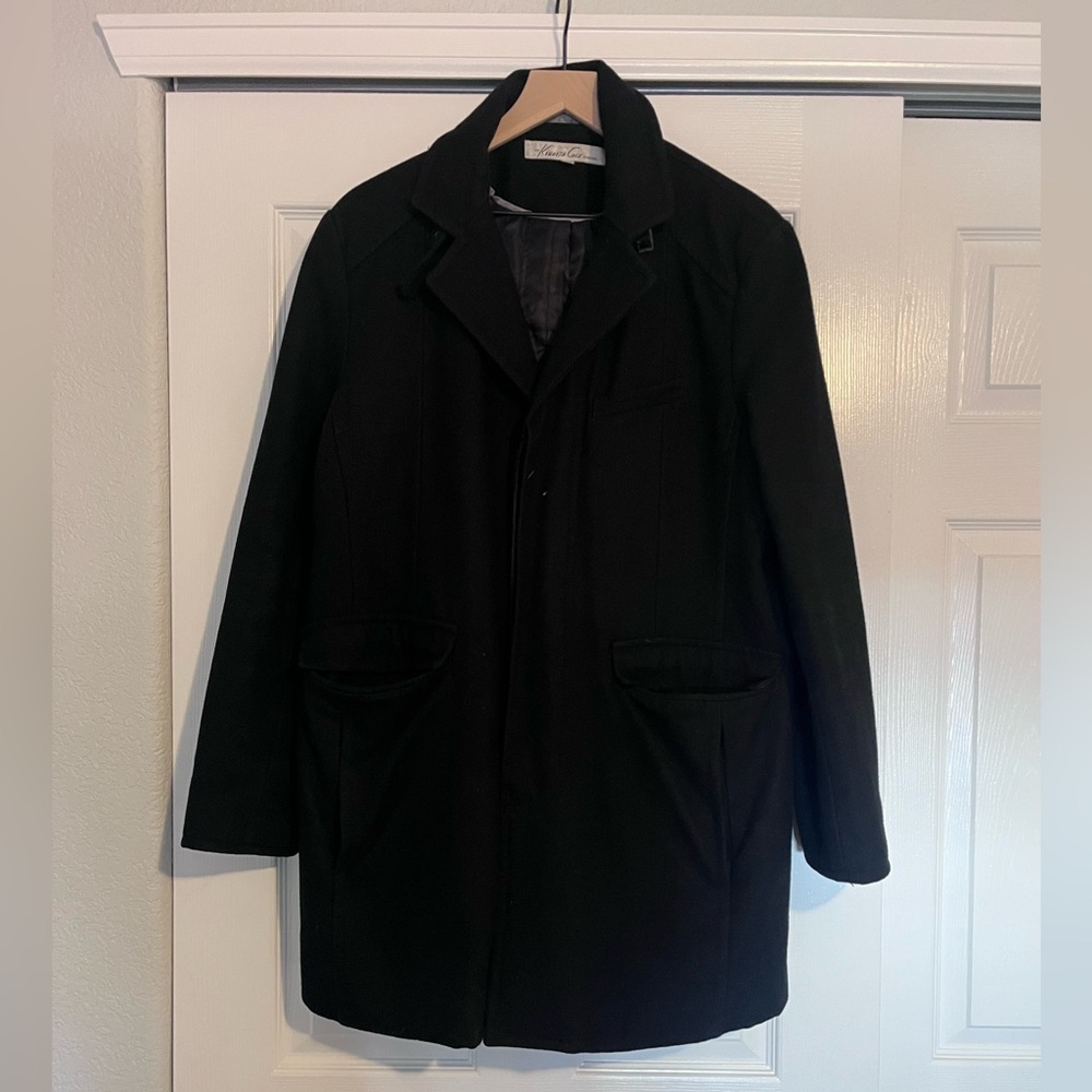 Kenneth Cole Men's Black Wool Coat